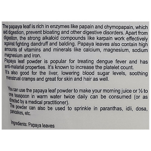Buy Kokos Natural Papaya Leaf Powder Improves Platelet Count, Helps