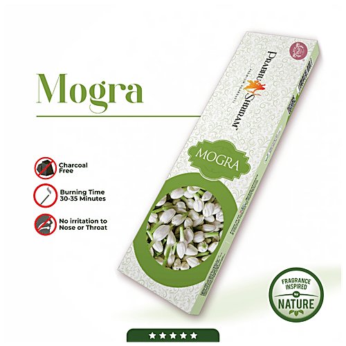 Prabhu Shriram Flower Series Mogra Premium Incense Sticks/Agarbatti - Provides Long-Lasting Fragrance, 60 g (Pack of 40) 