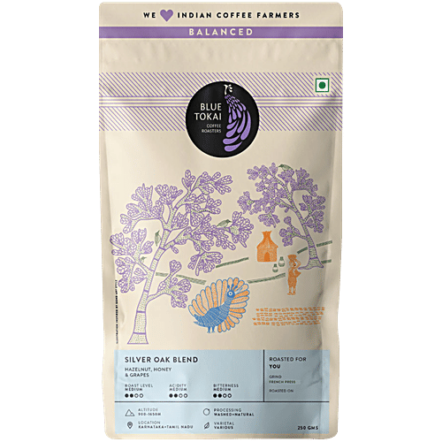Blue Tokai Silver Oak Medium Roast French Press Arabica Ground Coffee, 250 g  Hazelnut, Honey, Grapes
 The Coffee We Source Is The Coffee We Love To Drink