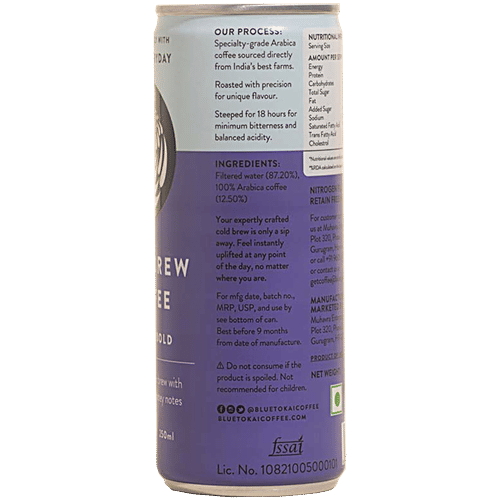 Blue Tokai Cold Brew Coffee Bold - Made with Arabica, No Milk, 250 ml Can 