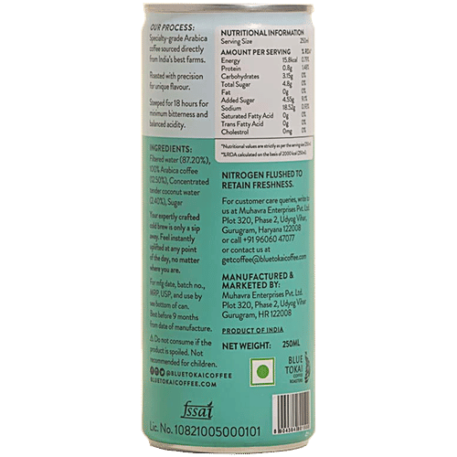 Blue Tokai Cold Brew Coffee Tender Coconut - Made With Arabica, No Milk, 250 ml Can