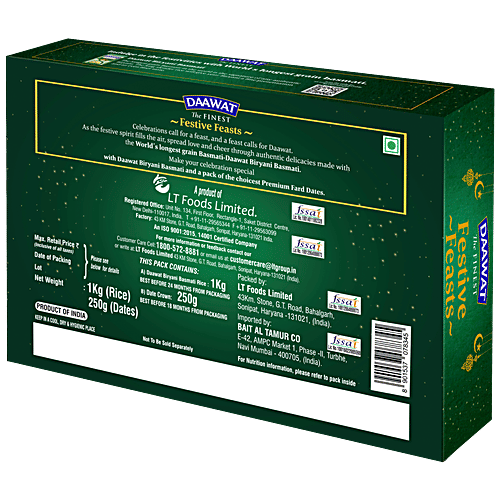 Daawat Biryani Basmati Rice 1kg + Date crown Fard Premium Dates 250g Pouch Combo Pack, 2 pcs  