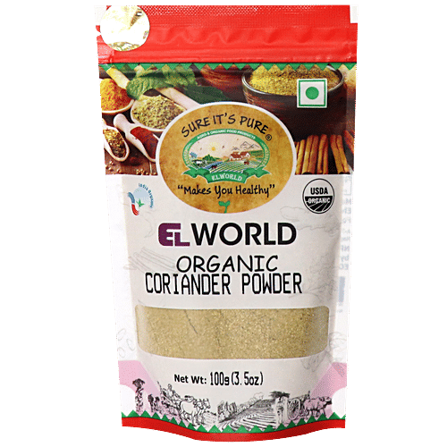 Elworld Organic Coriander Powder - Enhances Flavour Of Dishes, Rich In Nutrition, 100 g Pouch 