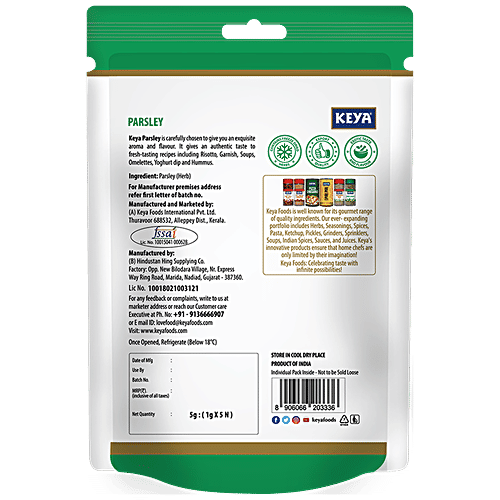 Keya Parsley - Freeze Dried Herbs, Rich In Antioxidants, Vitamin A & C, 5 g (5 Sachet x 1 g each) 