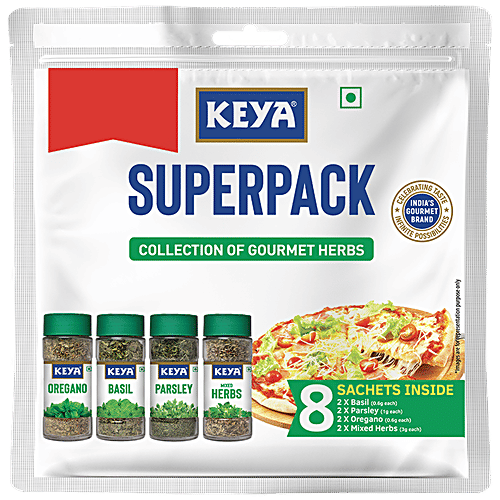 Keya Herbs Super Pack - Gourmet Seasonings, For Sprinkling, Garnishing, Cooking Use, 10.4 g  