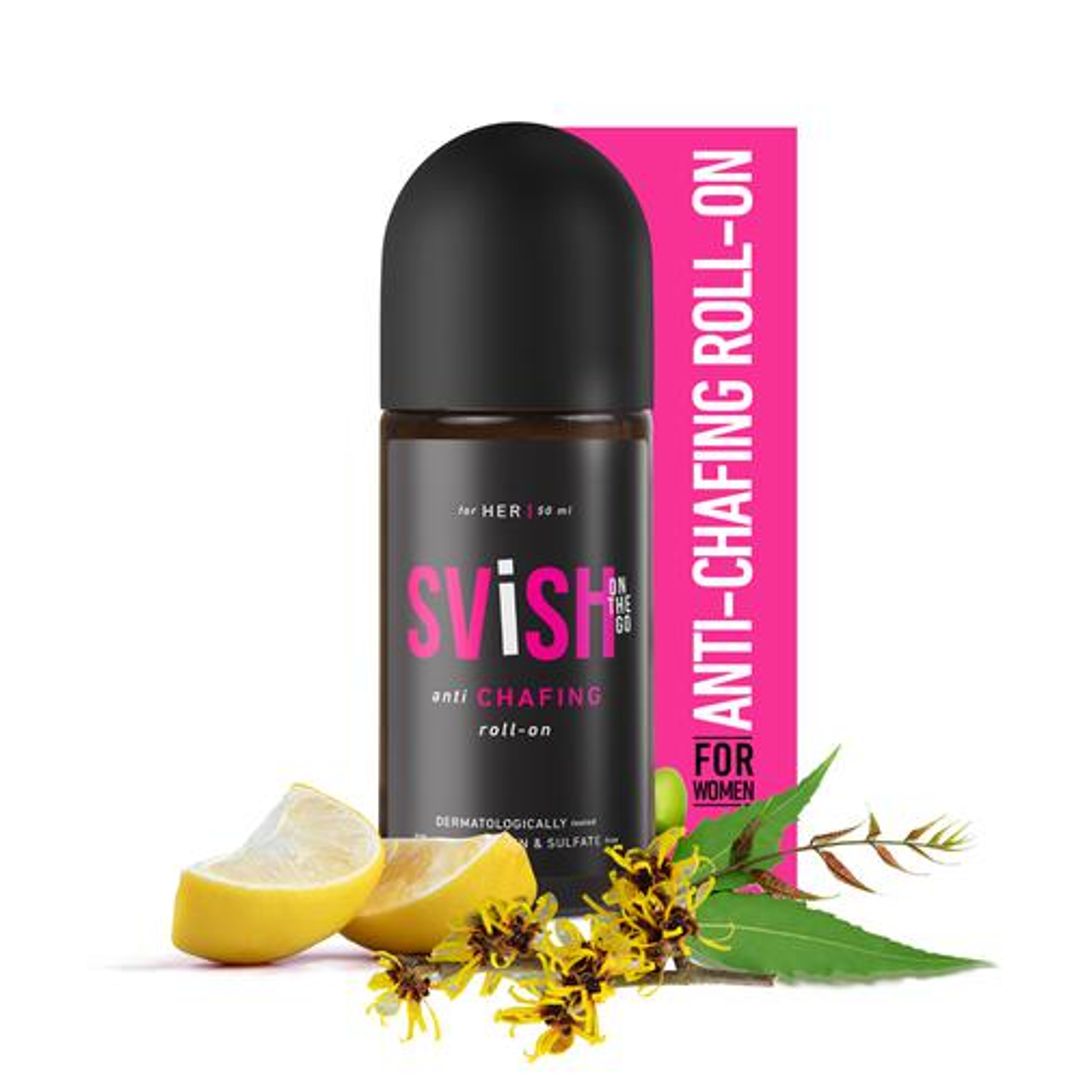 Svish On The Go Anti Chafing Roll-On Deodorant - With Lemon Oil, Reduces Skin Irritation, For Women, 50 ml 
