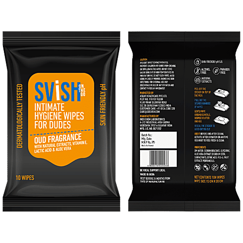 Svish On The Go Intimate Hygiene Wipes & Foam Washes - Skin-Friendly, No Paraben, For Men, Women, 4 pcs  
