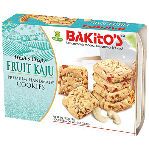 BAKITO'S Fruit Kaju Cookies - Premium, Handmade, Eggless, Rich In Protein, Fresh & Crispy, 350 g