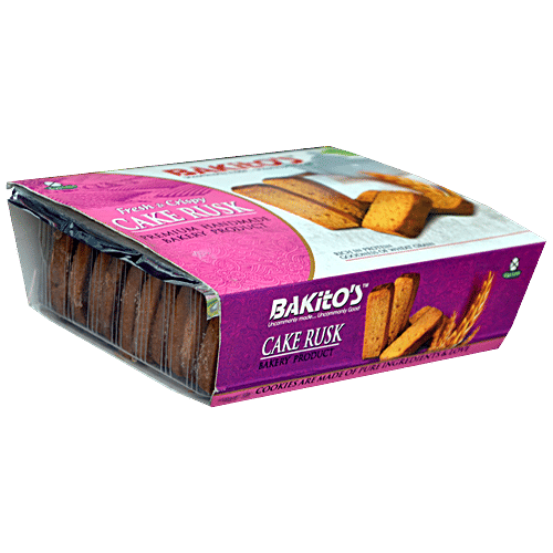 BAKITO'S Cake Rusk - Premium, Handmade, Eggless, Rich In Protein, Fresh & Crispy Snack, 300 g