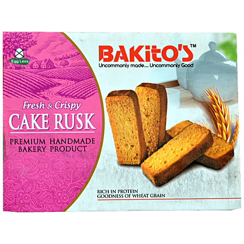 BAKITO'S Cake Rusk - Premium, Handmade, Eggless, Rich In Protein, Fresh & Crispy Snack, 300 g