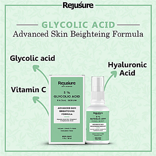 Rejusure Glycolic Acid Serum - Advanced Skin Brightening Formula, 30 ml  