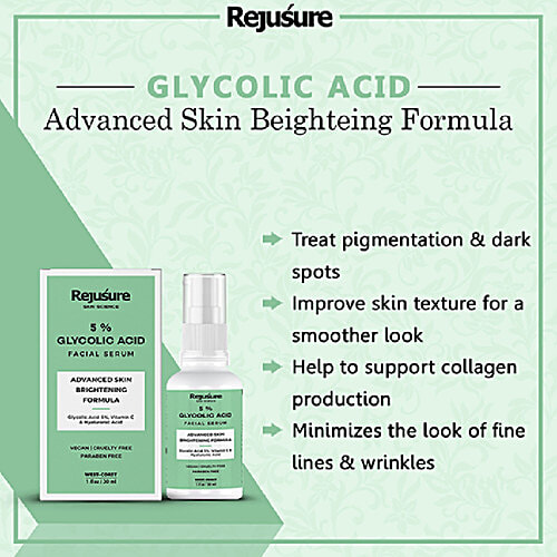 Rejusure Glycolic Acid Serum - Advanced Skin Brightening Formula, 30 ml  