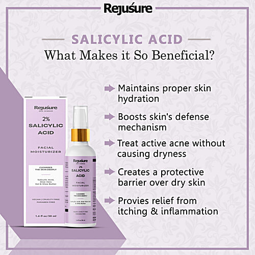 Rejusure Salicylic Acid Moisturiser For Acne - Non-Greasy, 50 ml  