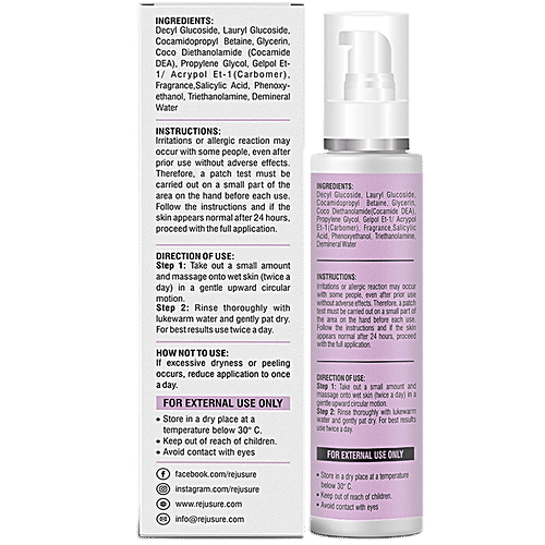Buy Rejusure Salicylic Acid Face Wash Helps Reduce Acne For Oily Skin