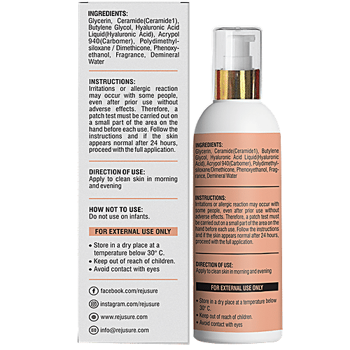 Rejusure Powerful Face Moisturizer For Dry Skin - Ceramide 2% + Hyaluronic Acid 1%,, 50 ml  