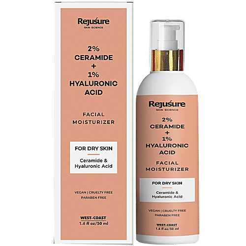 Rejusure Powerful Face Moisturizer For Dry Skin - Ceramide 2% + Hyaluronic Acid 1%,, 50 ml  