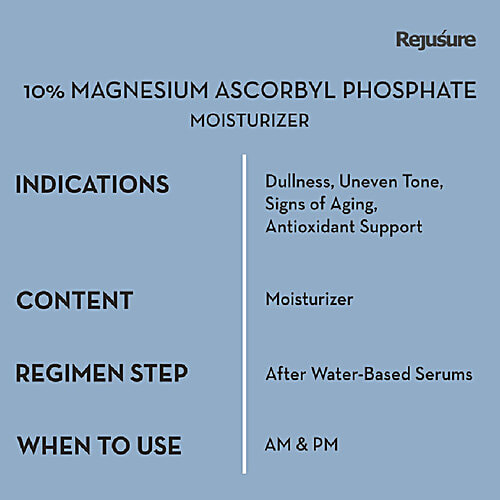 Rejusure 10% Magnesium Ascorbyl Phosphate - Facial Moisturiser For Brightening & Hydrating, 50 ml  
