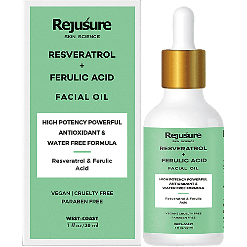 Rejusure Resveratrol & Ferulic Acid Facial Oil - High Potency Powerful Antioxidant & Water Free Formula, 30 ml  