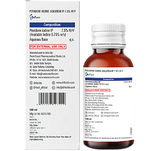 Dr Foot  Antiseptic Antibacterial Foot Wash - For Athletes Foot, Candida, Ringworm, Jock Itch, Foot Odour & Toenail Issues, 100 ml  