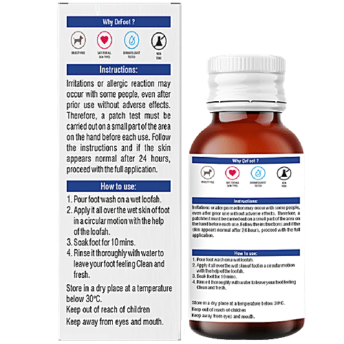 Dr Foot  Antiseptic Antibacterial Foot Wash - For Athletes Foot, Candida, Ringworm, Jock Itch, Foot Odour & Toenail Issues, 100 ml  