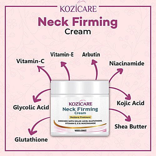 Kozicare Neck firming Cream With Glutathione, Vitamin C, E, Niacinamide & Kojic Acid, 50 g  