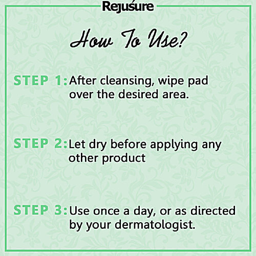 Rejusure Glycolic Acid Cleansing Pads - Controls Oil, Blemishes Brightens Skin Texture, 50 pcs  