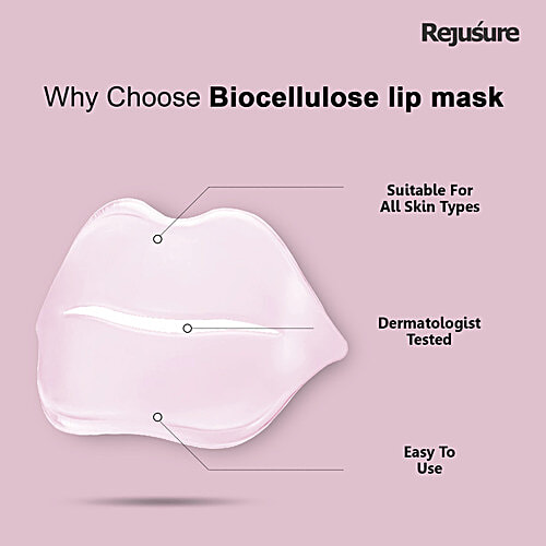 Rejusure Bio Cellulose Lip Mask - Hydrates Lip, Anti-Chapped Lip Mask For Dry Lip, Men & Women, 5 pcs  