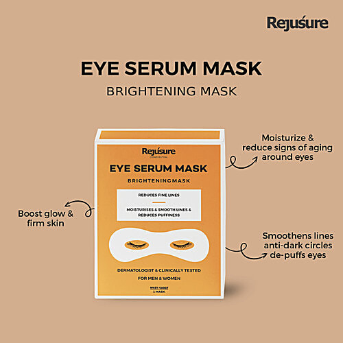 Rejusure Eye Brightening Serum Mask - Reduces Fine Lines, Maintains Elasticity & Nourish Your Skin, Dermatologist & Clinically Tested, For Men & Women, 1 pc (Pack of 2) 