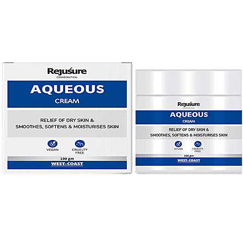 Rejusure Aqueous Cream For Fast Acting For Dry/Itchy/Sensitive Skin, Safe For Kids & Adults, Softens & Moisturises Skin, 100 g