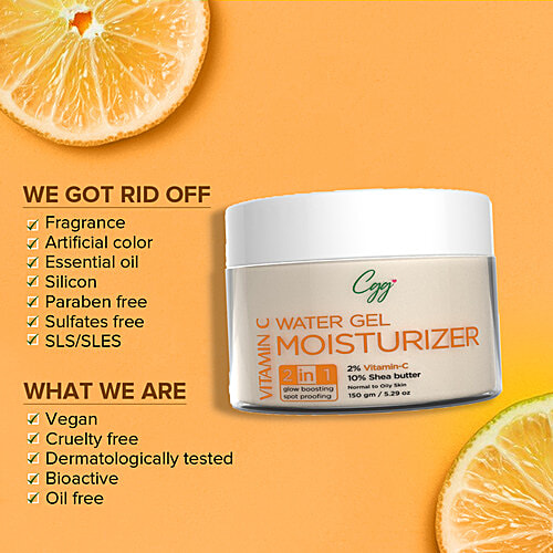 CGG Cosmetics Vitamin C Water Gel Moisturiser - 2 In 1 Dark Spots, Glow Boosting & Anti-Aging Formula For All Skin Types, 150 g  