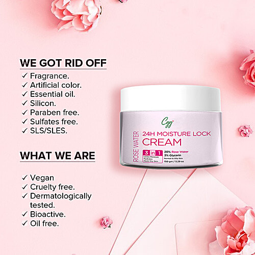 Buy CGG Cosmetics Rose Water 24h Moisture Lock Cream 3 In 1 Hydration