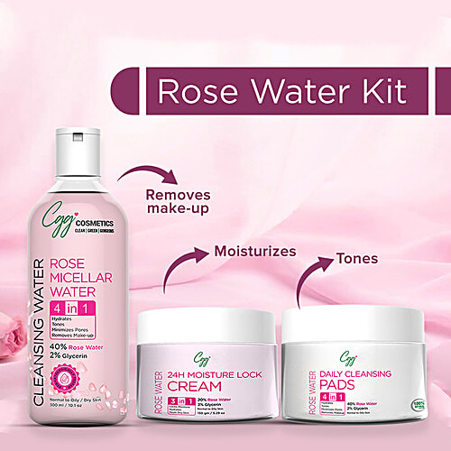 CGG Cosmetics Rose Water 24h Moisture Lock Cream 3 In 1 Hydration - Moisturizes & Soothes Dry Skin For All Skin Types, 150 g  