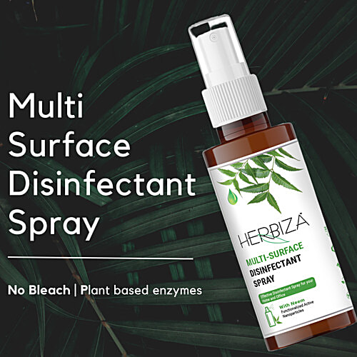 Herbiza Multi- Surface Disinfectant Spray - Rich In Antibacterial & Antimicrobial Properties, 200 ml  Natural Multi Surface
 Kills 99.99% of germs
 Infused with neem leaves oil