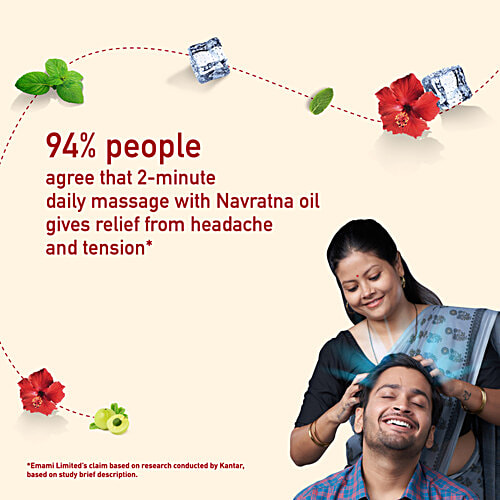 Navratna Ayurvedic Hair Oil - Cool, With 9 Active Herbal Ingredients, Relieves, Relaxes, Rejuvenates, 600 ml  
