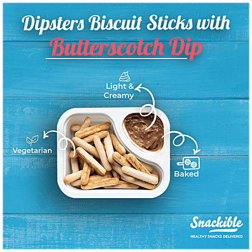 Snackible Dipsters Butterscotch Dip With Biscuit Sticks - Smooth, Rich, Sweet, 30 g Tray Pack