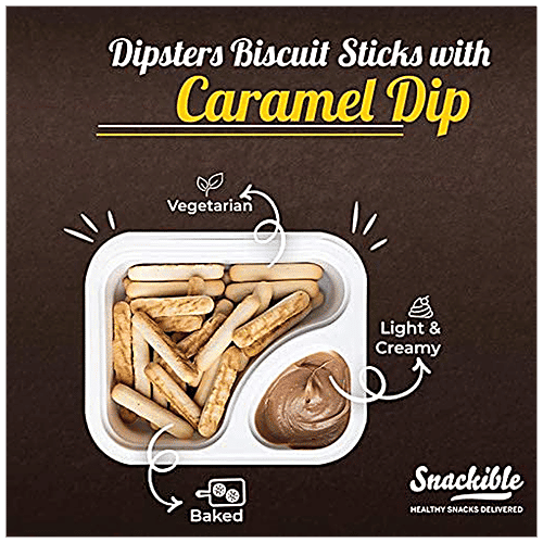Buy Snackible Dipsters Caramel Dip With Biscuit Sticks Smooth, Rich
