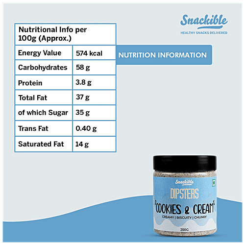 Snackible Dipsters Cookies & Cream Dip - Smooth, Rich, Sweet, 250 g Container 