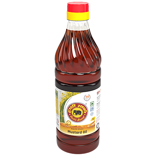 Hathi  Mustard Oil - Pungent Flavour, For Healthy Dishes, Free From Cholesterol & Trans-Fat, 500 ml  
