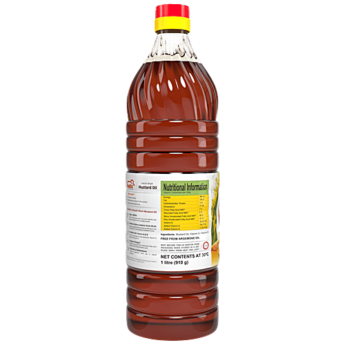 Hathi  Mustard Oil - Pungent Flavour, For Healthy Dishes, Free From Cholesterol & Trans-Fat, 1 L Bottle 
