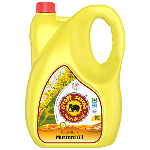 Buy Hathi Mustard Oil Pungent Flavour, For Healthy Dishes, Free From Cholesterol & Trans Fat