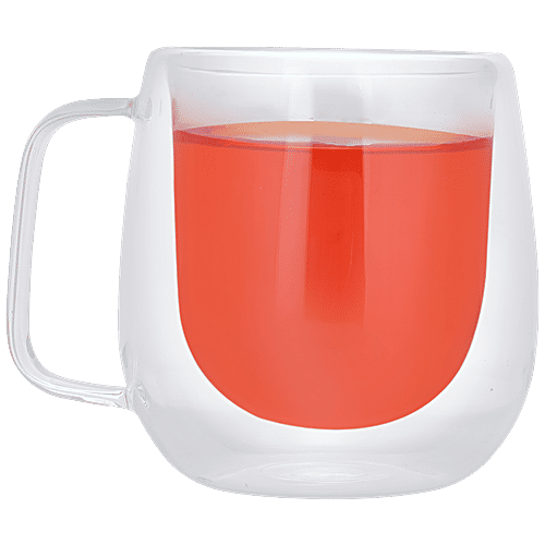 DP Double Wall Glass Coffee/ Tea Mug - Borosilicate, Dishwasher & Microwave Safe, 250 ml