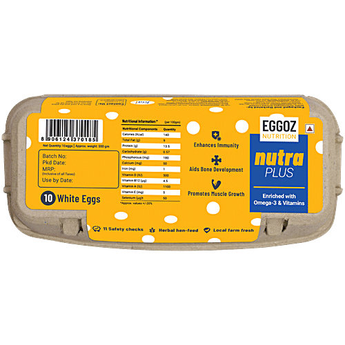 Eggoz Nutrition Nutra Eggs - Rich In Omega 3, Vitamin D and B12, 10 pcs