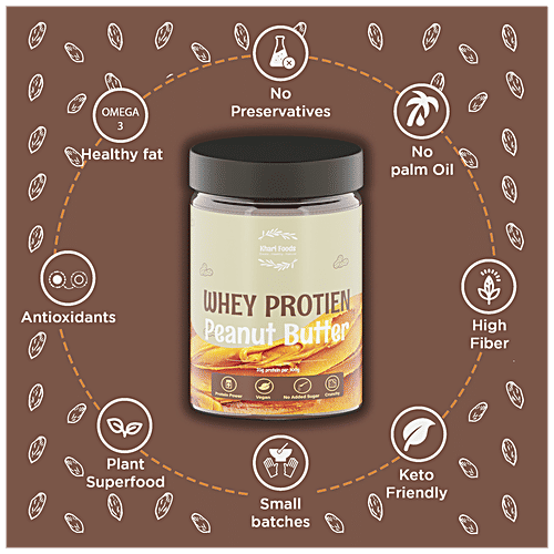 Khari Foods Whey Protein Peanut Butter Spread -  35g Protein Per Serving, Omega 3 Rich, No Added Sugar Or Palm Oil, 500 g Jar 