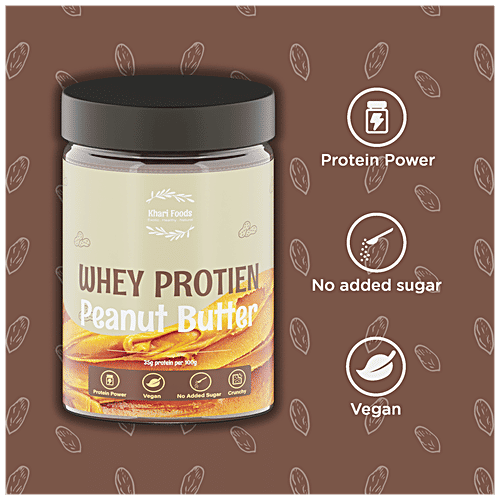 Khari Foods Whey Protein Peanut Butter Spread -  35g Protein Per Serving, Omega 3 Rich, No Added Sugar Or Palm Oil, 500 g Jar 
