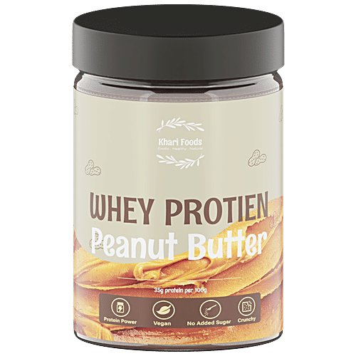 Khari Foods Whey Protein Peanut Butter Spread -  35g Protein Per Serving, Omega 3 Rich, No Added Sugar Or Palm Oil, 500 g Jar 
