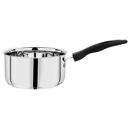 Buy Wellberg Stainless Steel Saucepan With Bakelite Handle, Induction Base, 15.5 Cm, Silver