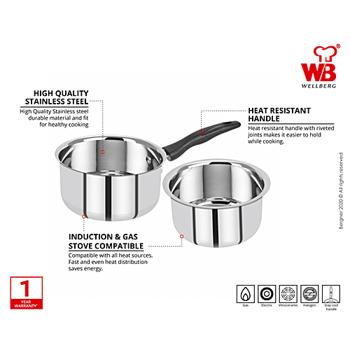 Buy Wellberg Stainless Steel Cookware Set Saucepan & Tope, Induction