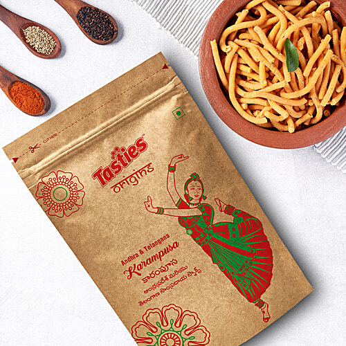 Tasties Origins Karampusa Spicy Sev - Telugu Speciality Snacks, 150 g Namkeen 