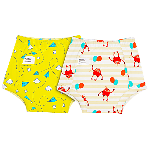 SuperBottoms Padded Underwear - Potty Training Pants For Babies/ Toddlers/ Kids, 100% Cotton, Semi Waterproof, Pull Up Underwear Trainers For Girls & Boys, Size 2, Explorer, 3 pcs  