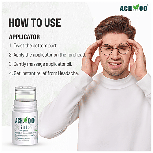 Achoo 2 In 1 Inhaler And Roll On - Relieves Headache, Cold & Nasal Congestion With Natural Ingredients, 1 pc  